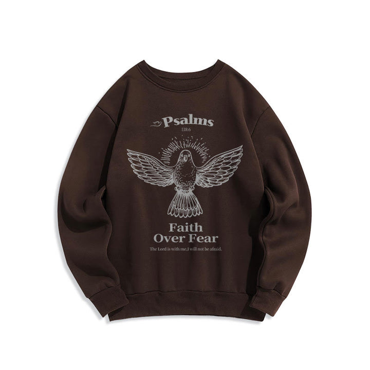 Sweat-shirt en polyester doublé polaire avec citation classique « La foi plutôt que la peur » de Christianartworkshop - Brun - 2XL - image 20