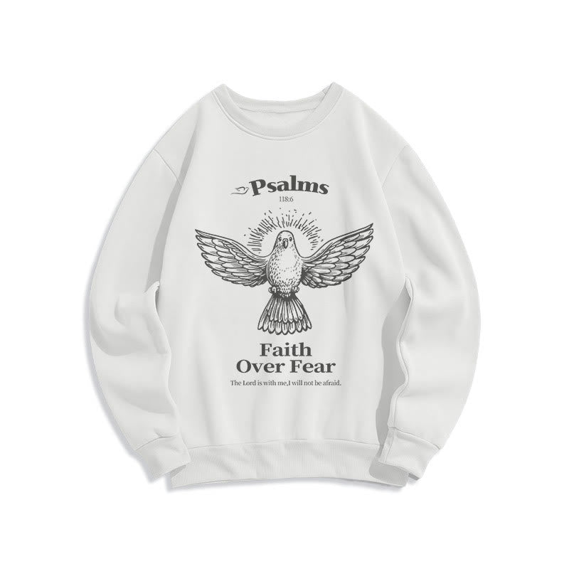 Sweat-shirt en polyester doublé polaire avec citation classique « La foi plutôt que la peur » de Christianartworkshop - Blanc - 2XL - image 10
