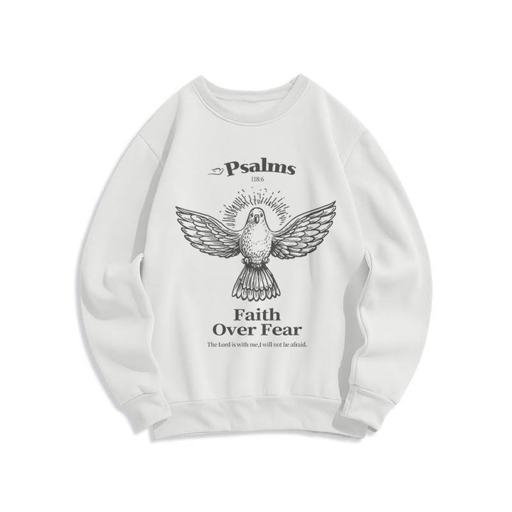 Sweat-shirt en polyester doublé polaire avec citation classique « La foi plutôt que la peur » de Christianartworkshop - Blanc - 2XL - image 10