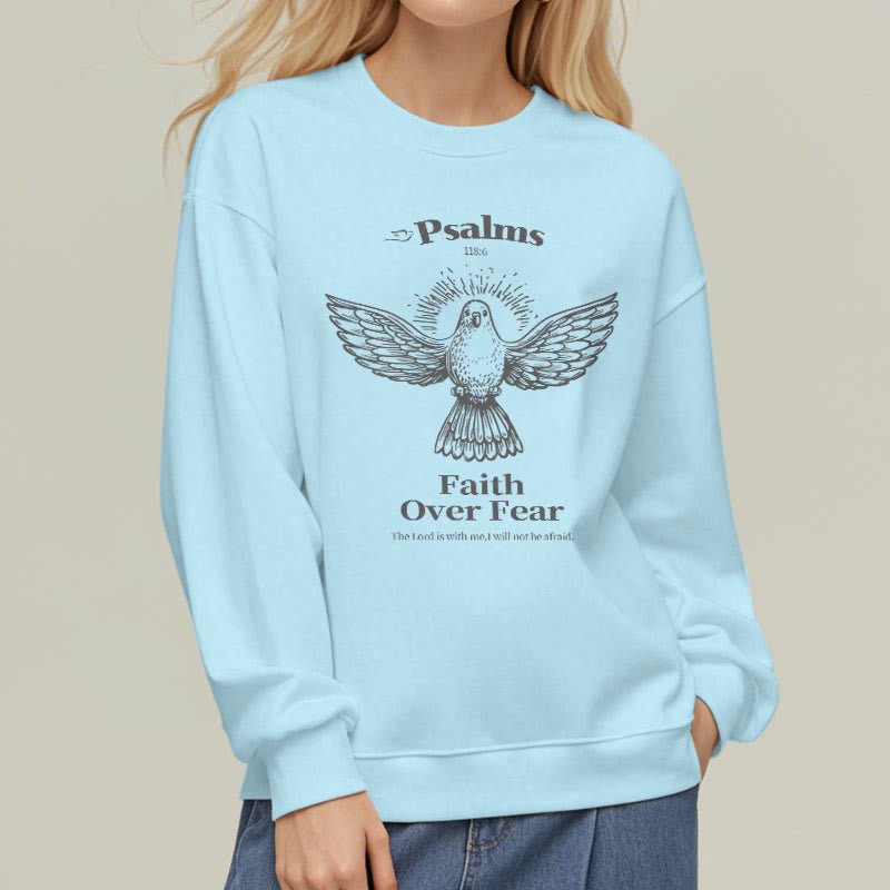 Sweat-shirt en polyester doublé polaire avec citation classique « La foi plutôt que la peur » de Christianartworkshop - image 2
