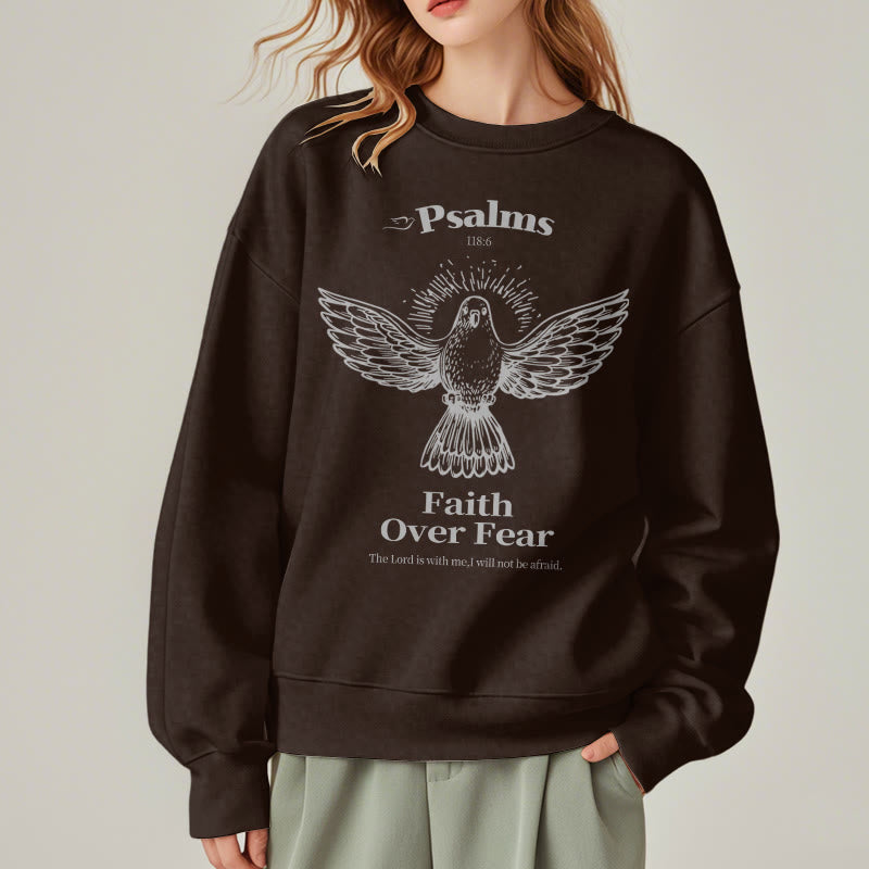 Sweat-shirt en polyester doublé polaire avec citation classique « La foi plutôt que la peur » de Christianartworkshop - image 23