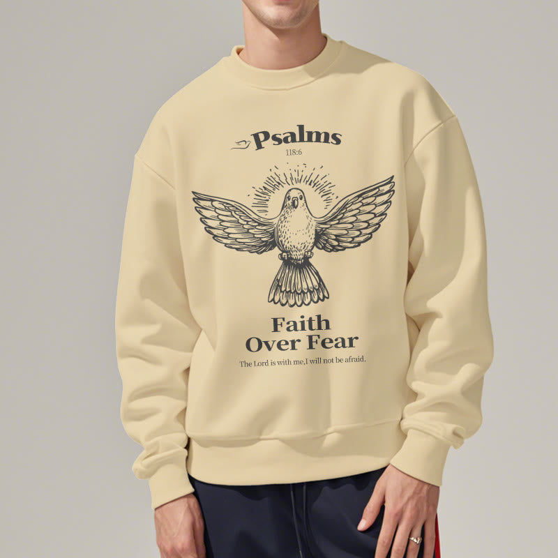 Sweat-shirt en polyester doublé polaire avec citation classique « La foi plutôt que la peur » de Christianartworkshop - image 17