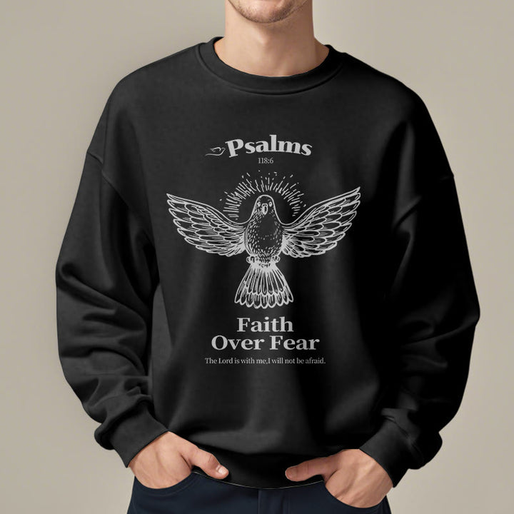 Sweat-shirt en polyester doublé polaire avec citation classique « La foi plutôt que la peur » de Christianartworkshop - image 8
