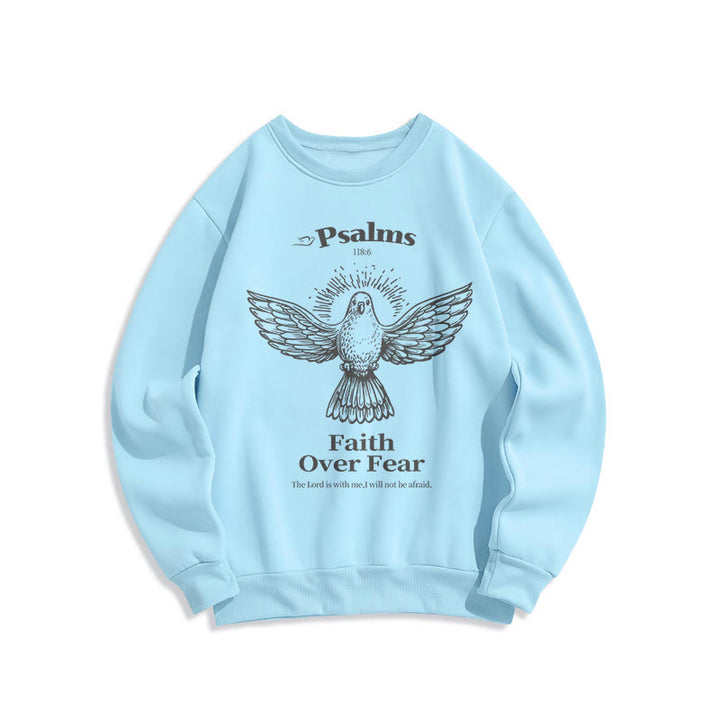 Sweat-shirt en polyester doublé polaire avec citation classique « La foi plutôt que la peur » de Christianartworkshop - Bleu - 2XL - image 0