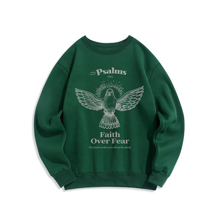 Sweat-shirt en polyester doublé polaire avec citation classique « La foi plutôt que la peur » de Christianartworkshop - Vert - 2XL - image 25