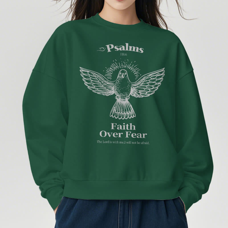 Sweat-shirt en polyester doublé polaire avec citation classique « La foi plutôt que la peur » de Christianartworkshop - image 28