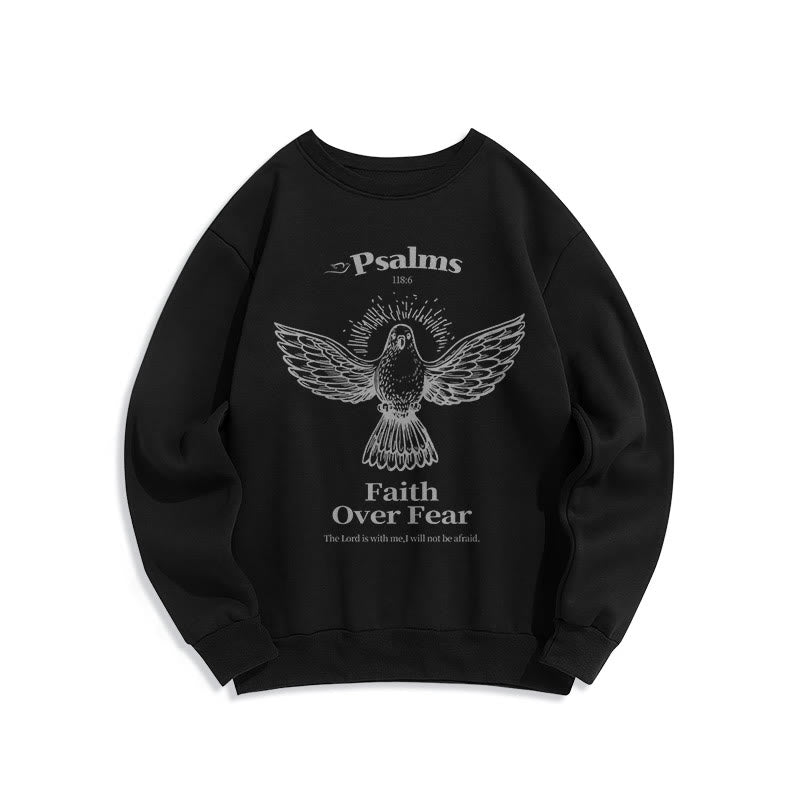 Sweat-shirt en polyester doublé polaire avec citation classique « La foi plutôt que la peur » de Christianartworkshop - Noir - 2XL - image 5