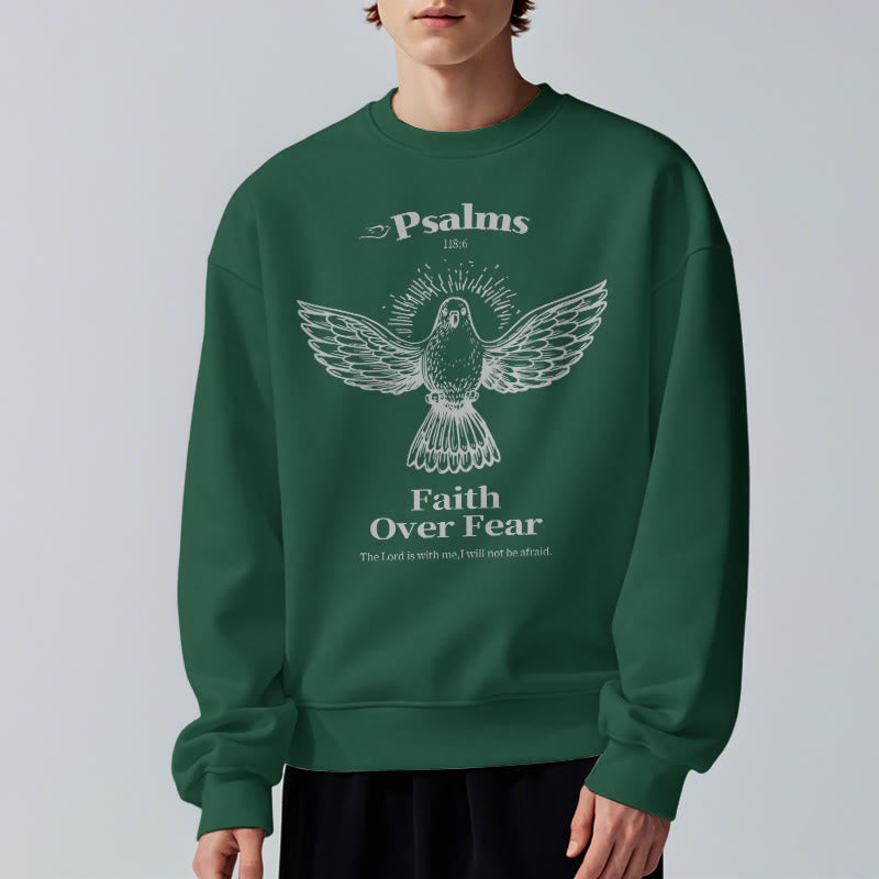 Sweat-shirt en polyester doublé polaire avec citation classique « La foi plutôt que la peur » de Christianartworkshop - image 27