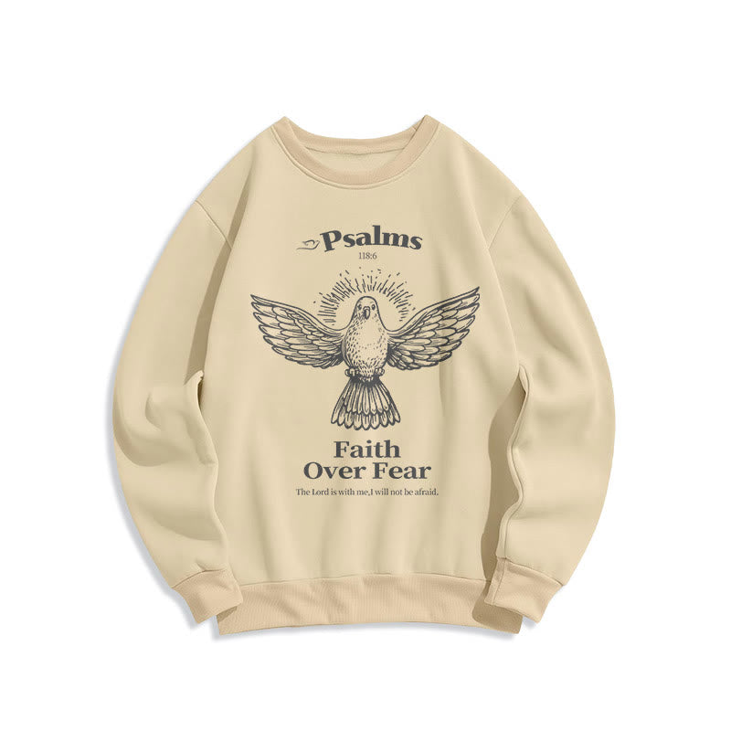 Sweat-shirt en polyester doublé polaire avec citation classique « La foi plutôt que la peur » de Christianartworkshop - Beige - 2XL - image 15