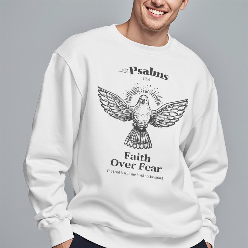 Sweat-shirt en polyester doublé polaire avec citation classique « La foi plutôt que la peur » de Christianartworkshop - image 12