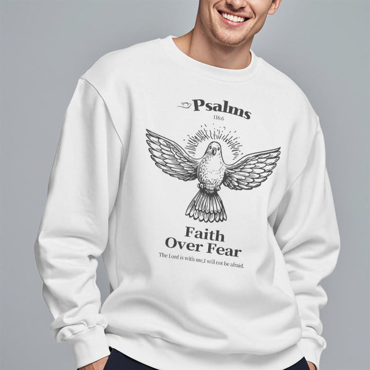 Sweat-shirt en polyester doublé polaire avec citation classique « La foi plutôt que la peur » de Christianartworkshop - image 12