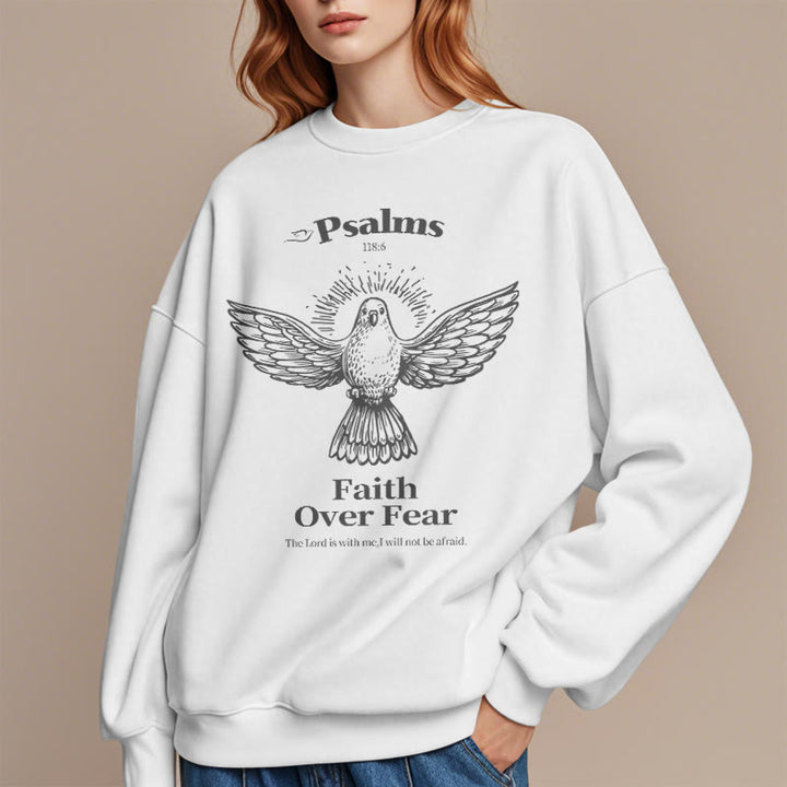 Sweat-shirt en polyester doublé polaire avec citation classique « La foi plutôt que la peur » de Christianartworkshop - image 13