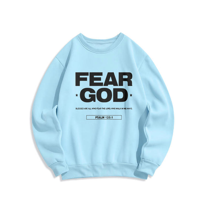 Sweat-shirt en polyester doublé polaire avec citation classique « Craindre Dieu, Foi, Béni » de Christianartworkshop - Bleu - 2XL - image 25