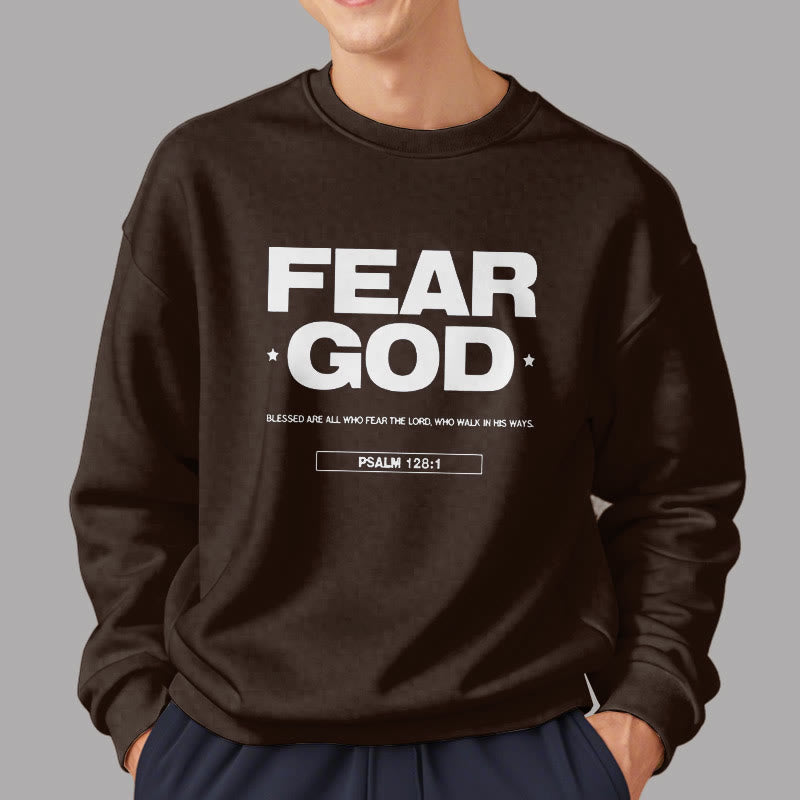 Sweat-shirt en polyester doublé polaire avec citation classique « Craindre Dieu, Foi, Béni » de Christianartworkshop - image 17