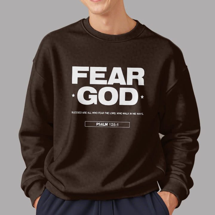 Sweat-shirt en polyester doublé polaire avec citation classique « Craindre Dieu, Foi, Béni » de Christianartworkshop - image 17