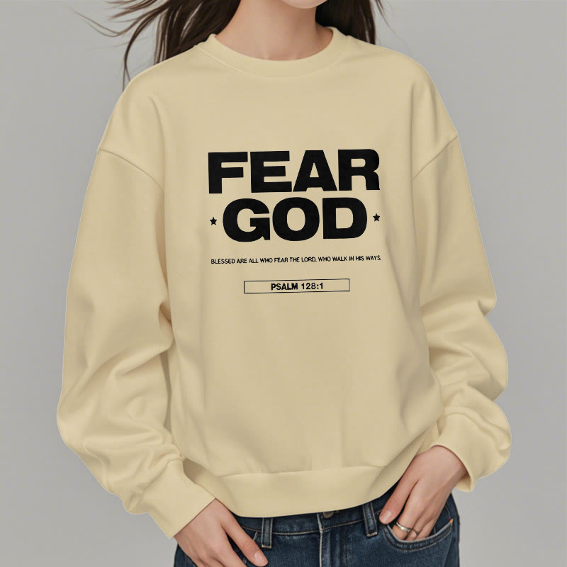 Sweat-shirt en polyester doublé polaire avec citation classique « Craindre Dieu, Foi, Béni » de Christianartworkshop - image 12