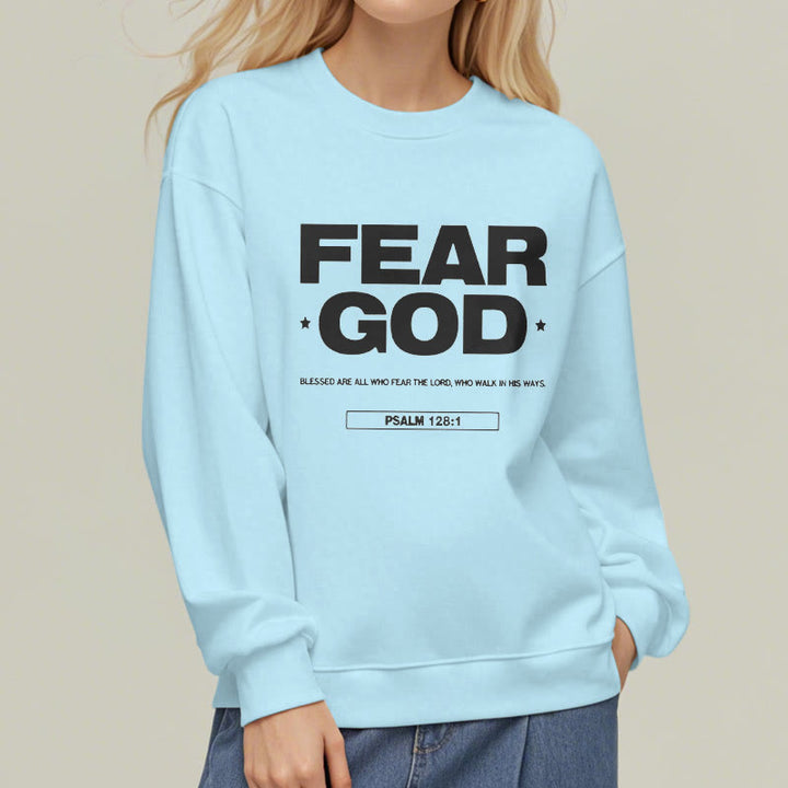 Sweat-shirt en polyester doublé polaire avec citation classique « Craindre Dieu, Foi, Béni » de Christianartworkshop - image 27
