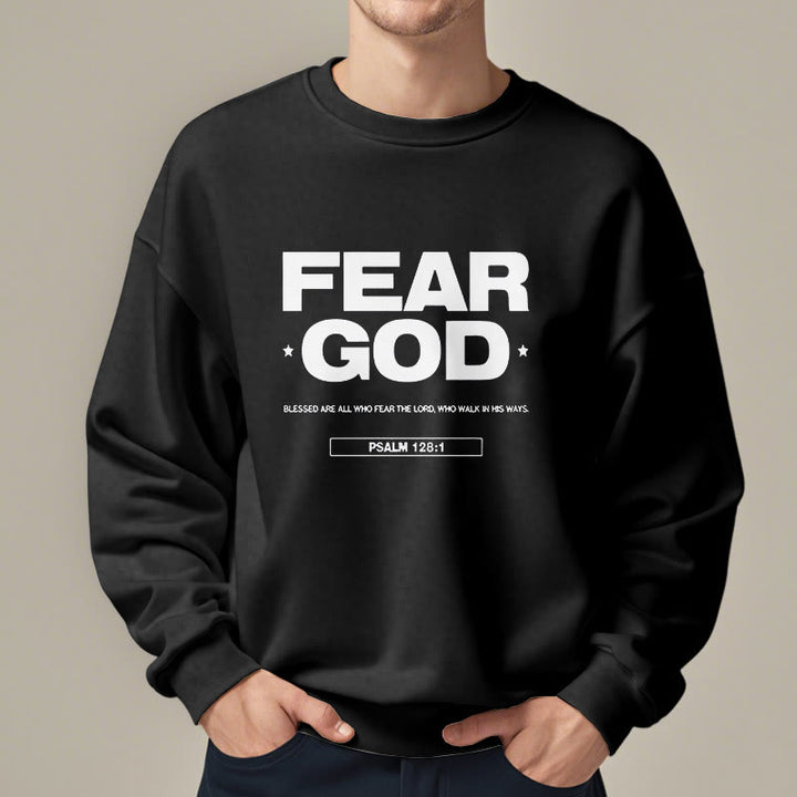 Sweat-shirt en polyester doublé polaire avec citation classique « Craindre Dieu, Foi, Béni » de Christianartworkshop - image 2