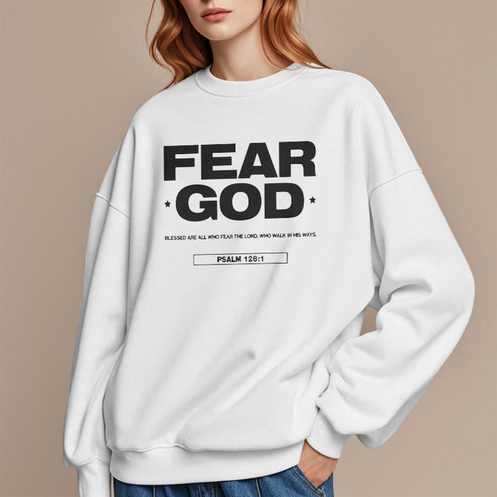Sweat-shirt en polyester doublé polaire avec citation classique « Craindre Dieu, Foi, Béni » de Christianartworkshop - image 7