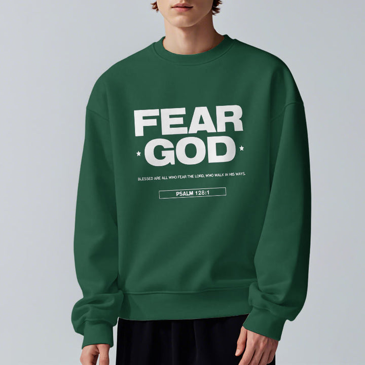 Sweat-shirt en polyester doublé polaire avec citation classique « Craindre Dieu, Foi, Béni » de Christianartworkshop - image 22