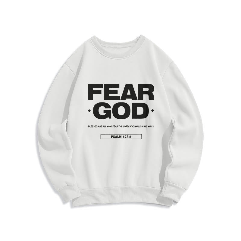Sweat-shirt en polyester doublé polaire avec citation classique « Craindre Dieu, Foi, Béni » de Christianartworkshop - Blanc - 2XL - image 5