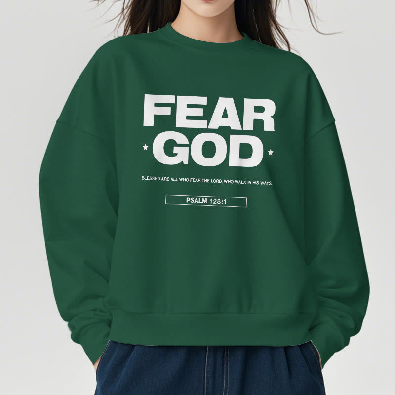 Sweat-shirt en polyester doublé polaire avec citation classique « Craindre Dieu, Foi, Béni » de Christianartworkshop - image 23