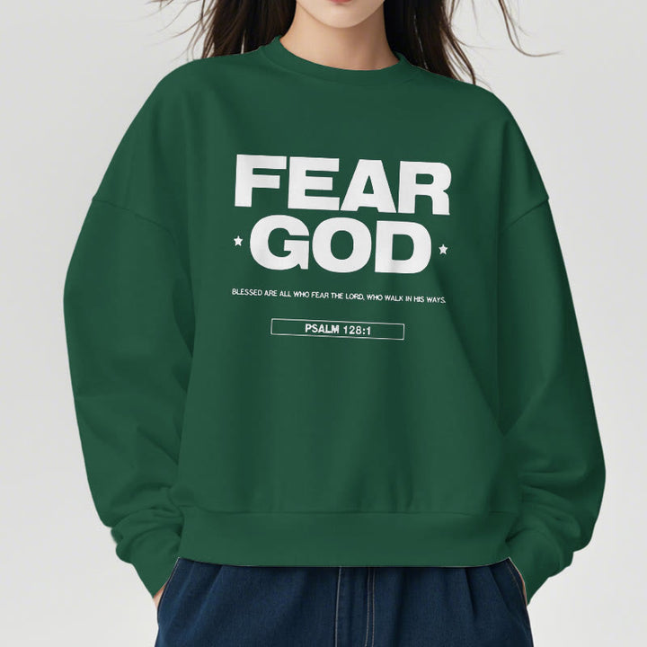 Sweat-shirt en polyester doublé polaire avec citation classique « Craindre Dieu, Foi, Béni » de Christianartworkshop - image 23