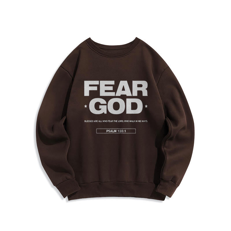 Sweat-shirt en polyester doublé polaire avec citation classique « Craindre Dieu, Foi, Béni » de Christianartworkshop - Brun - 2XL - image 15