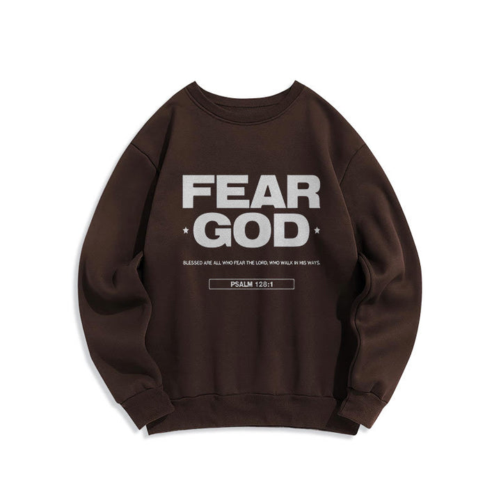 Sweat-shirt en polyester doublé polaire avec citation classique « Craindre Dieu, Foi, Béni » de Christianartworkshop - Brun - 2XL - image 15