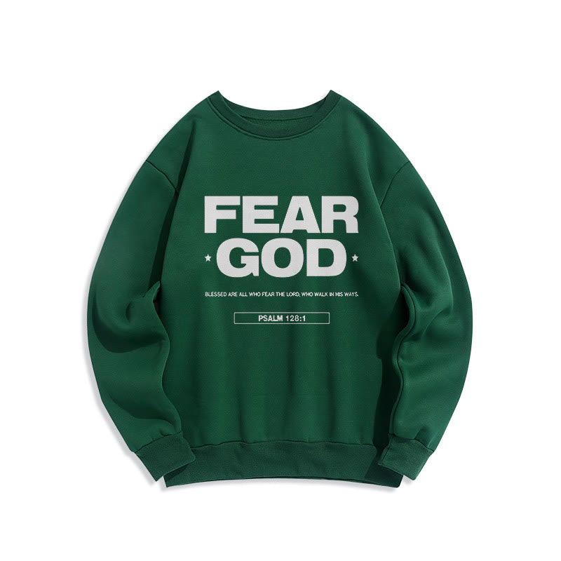 Sweat-shirt en polyester doublé polaire avec citation classique « Craindre Dieu, Foi, Béni » de Christianartworkshop - Vert - 2XL - image 20