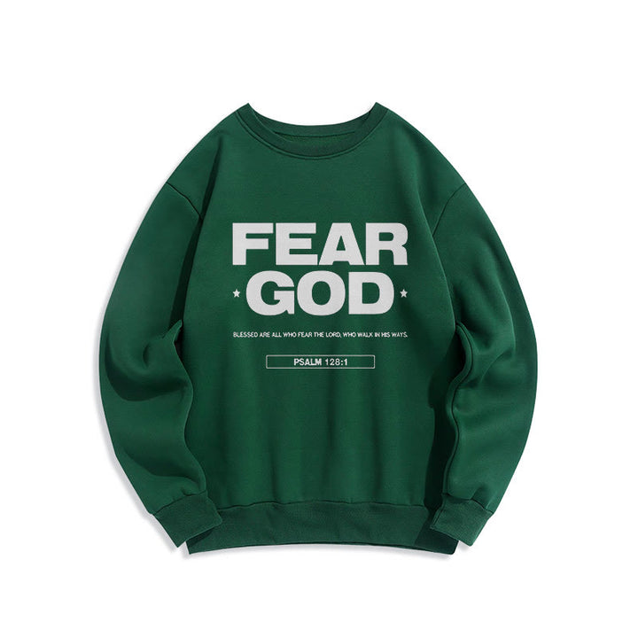 Sweat-shirt en polyester doublé polaire avec citation classique « Craindre Dieu, Foi, Béni » de Christianartworkshop - Vert - 2XL - image 20