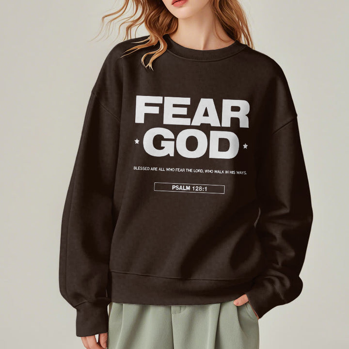 Sweat-shirt en polyester doublé polaire avec citation classique « Craindre Dieu, Foi, Béni » de Christianartworkshop - image 18