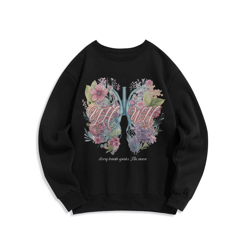 Sweat-shirt en polyester doublé polaire « Chaque souffle prononce son nom » de Christianartworkshop, style coloré - Noir - 2XL - image 5