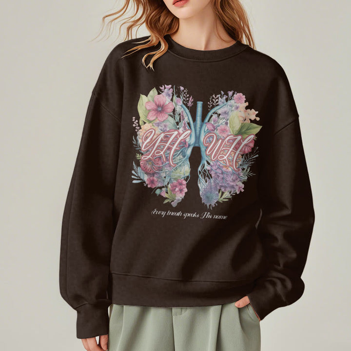 Sweat-shirt en polyester doublé polaire « Chaque souffle prononce son nom » de Christianartworkshop, style coloré - image 18