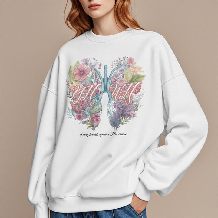 Sweat-shirt en polyester doublé polaire « Chaque souffle prononce son nom » de Christianartworkshop, style coloré - image 1
