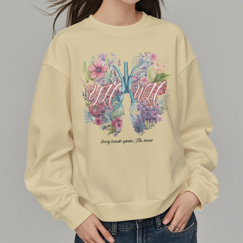 Sweat-shirt en polyester doublé polaire « Chaque souffle prononce son nom » de Christianartworkshop, style coloré - image 12