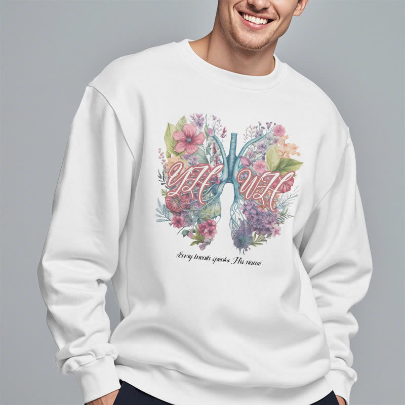 Sweat-shirt en polyester doublé polaire « Chaque souffle prononce son nom » de Christianartworkshop, style coloré - image 2