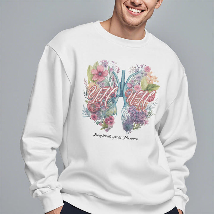 Sweat-shirt en polyester doublé polaire « Chaque souffle prononce son nom » de Christianartworkshop, style coloré - image 2
