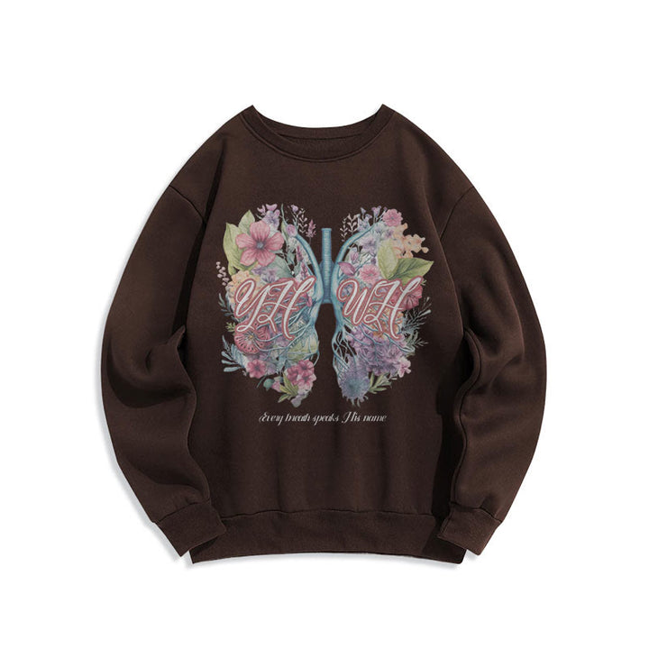 Sweat-shirt en polyester doublé polaire « Chaque souffle prononce son nom » de Christianartworkshop, style coloré - Brun - 2XL - image 15