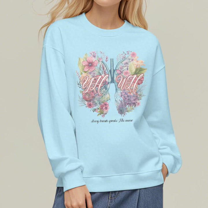 Sweat-shirt en polyester doublé polaire « Chaque souffle prononce son nom » de Christianartworkshop, style coloré - image 28