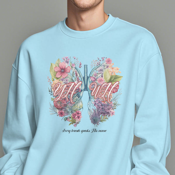 Sweat-shirt en polyester doublé polaire « Chaque souffle prononce son nom » de Christianartworkshop, style coloré - image 27
