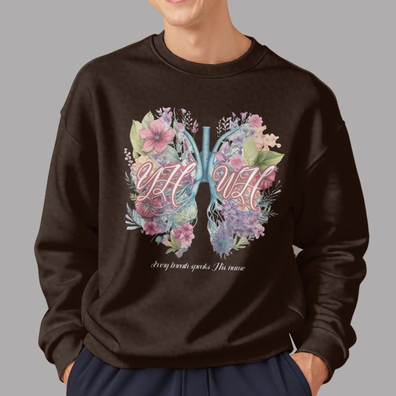 Sweat-shirt en polyester doublé polaire « Chaque souffle prononce son nom » de Christianartworkshop, style coloré - image 17