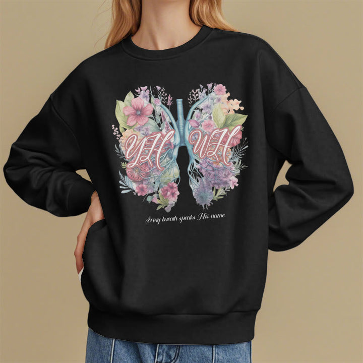 Sweat-shirt en polyester doublé polaire « Chaque souffle prononce son nom » de Christianartworkshop, style coloré - image 8