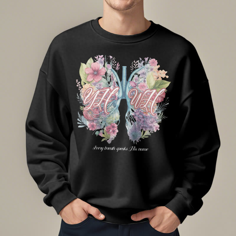 Sweat-shirt en polyester doublé polaire « Chaque souffle prononce son nom » de Christianartworkshop, style coloré - image 7