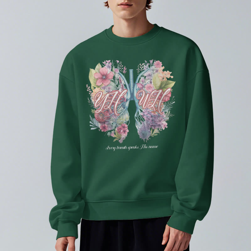 Sweat-shirt en polyester doublé polaire « Chaque souffle prononce son nom » de Christianartworkshop, style coloré - image 22
