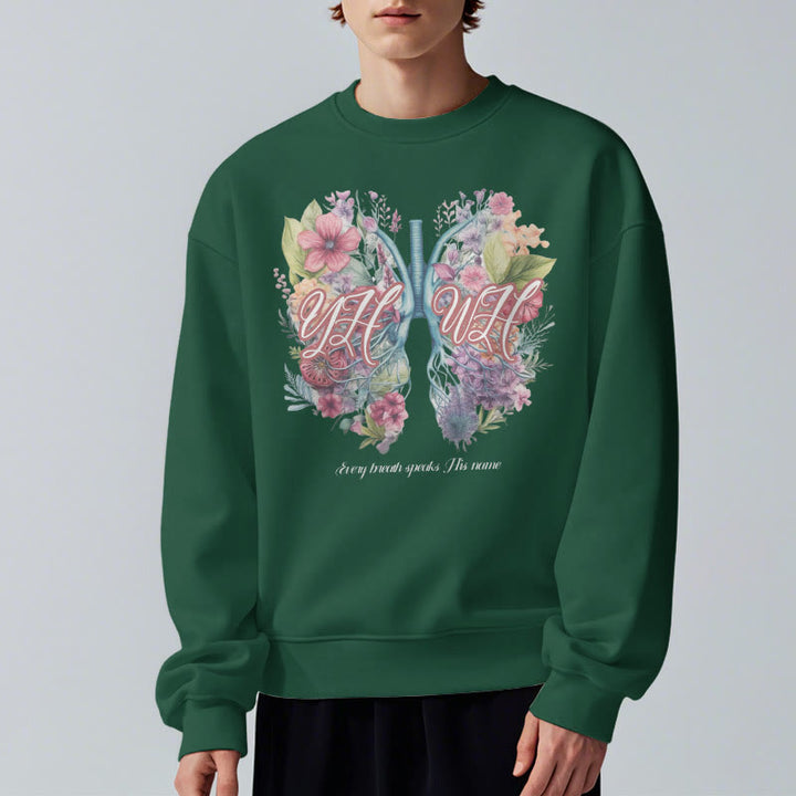 Sweat-shirt en polyester doublé polaire « Chaque souffle prononce son nom » de Christianartworkshop, style coloré - image 22