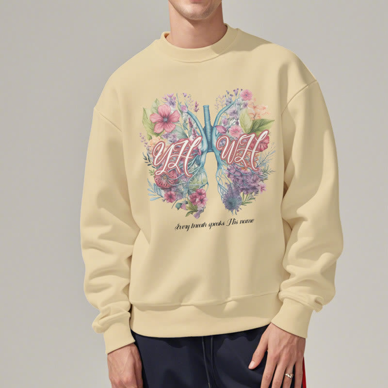 Sweat-shirt en polyester doublé polaire « Chaque souffle prononce son nom » de Christianartworkshop, style coloré - image 13