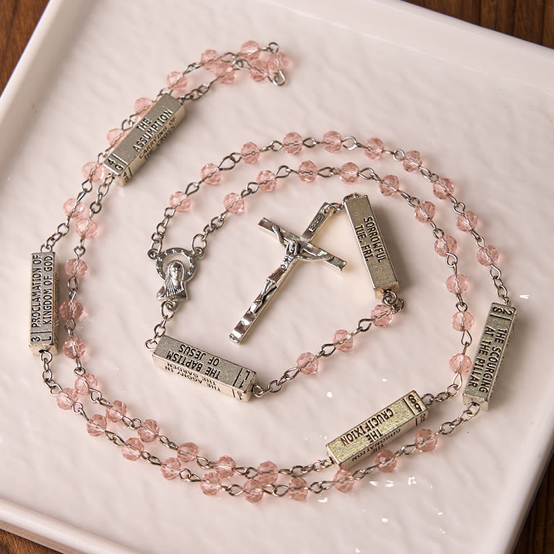 Christianartworkshop Barre Mystère Gravée du Rosaire des Mystères - Rose - image 0