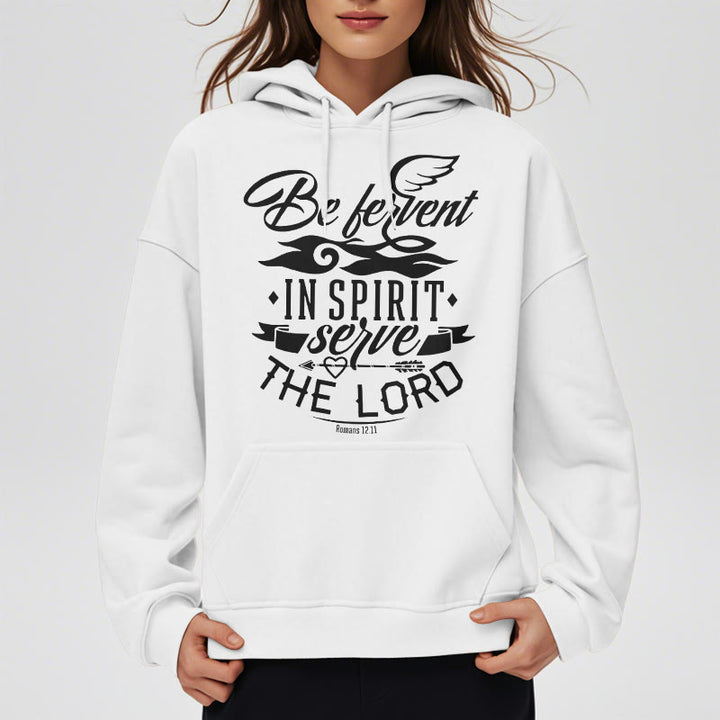 Christianartworkshop Sweat à capuche en polyester doublé polaire style moderne « Soyez fervent dans l'esprit » - image 2