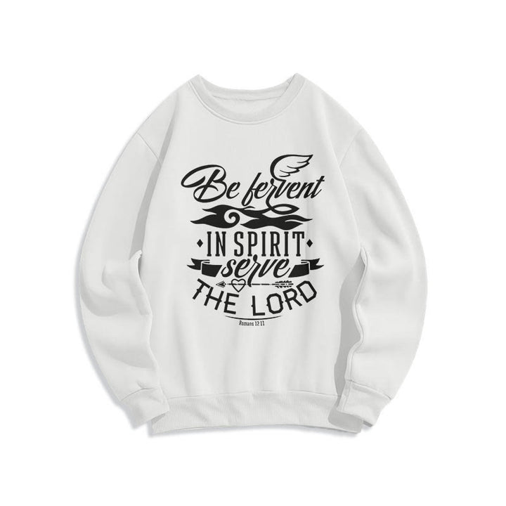 Christianartworkshop Style moderne Soyez fervent dans l'esprit Sweat-shirt en polyester doublé polaire - Blanc - 2XL - image 0